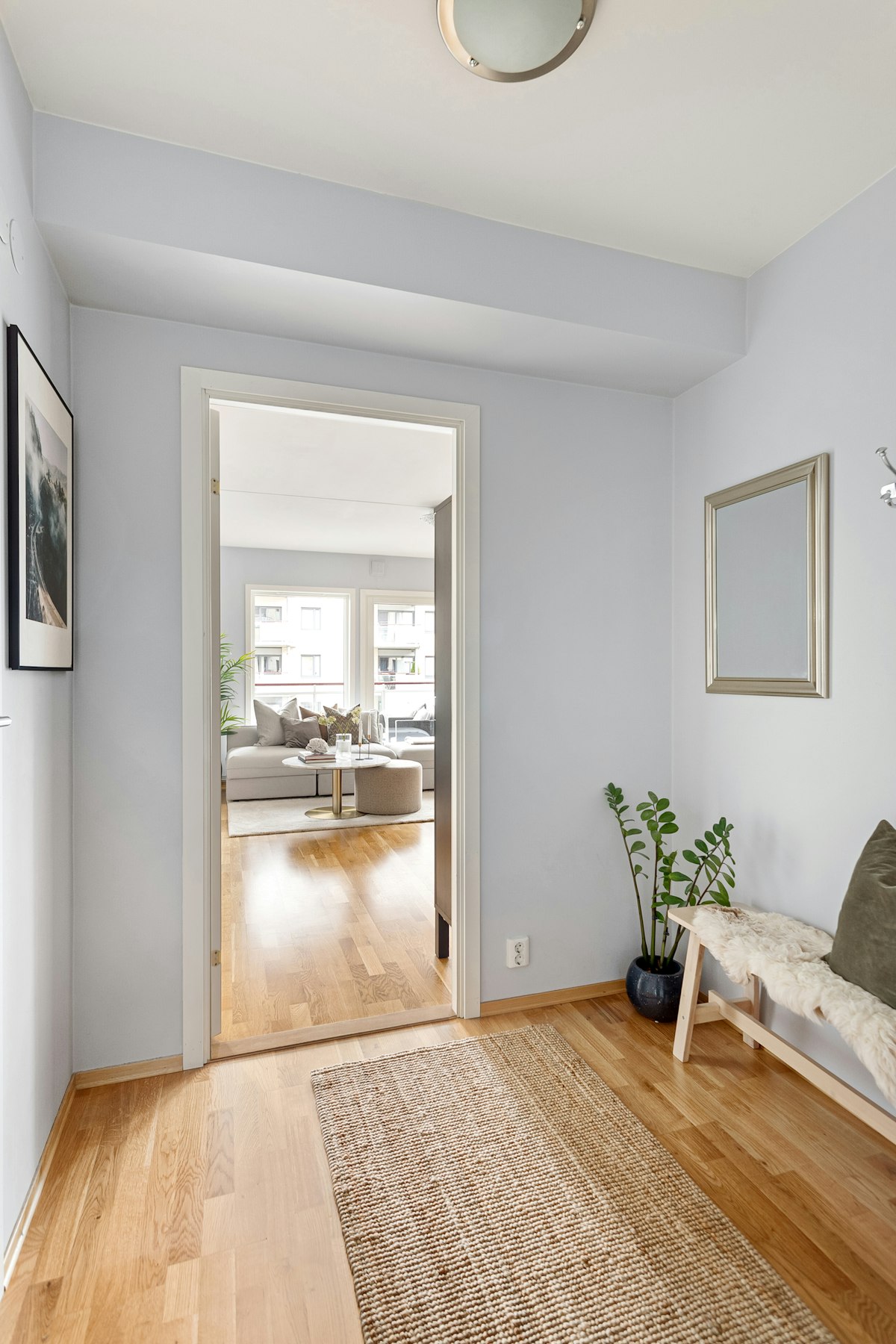 Timber flooring and a room threshold